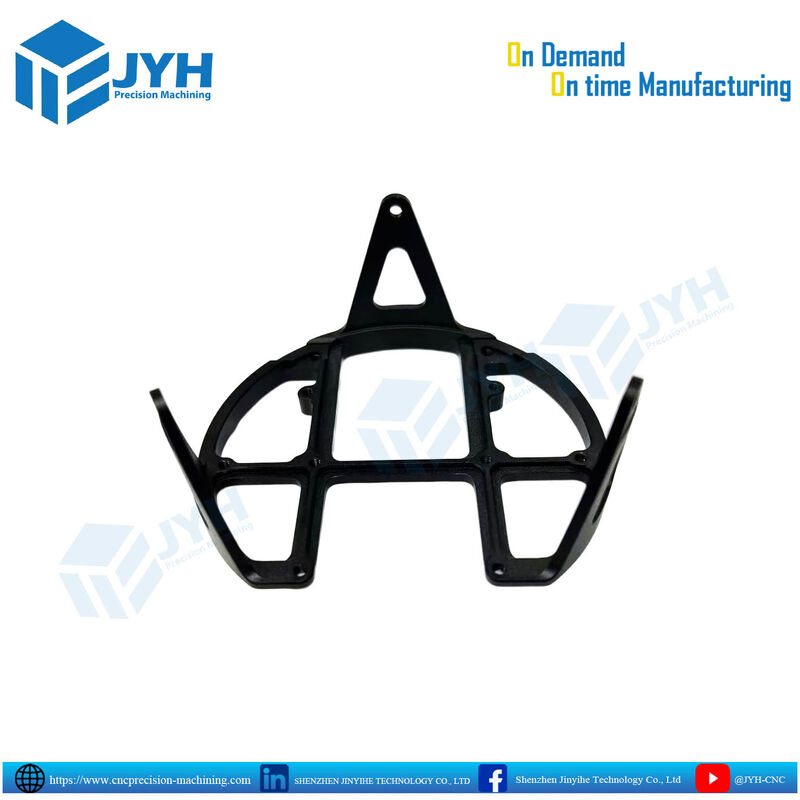 Suporte de montagem estrutural de alumínio de alta precisão CNC personalizado com acabamento anodizado preto fosco